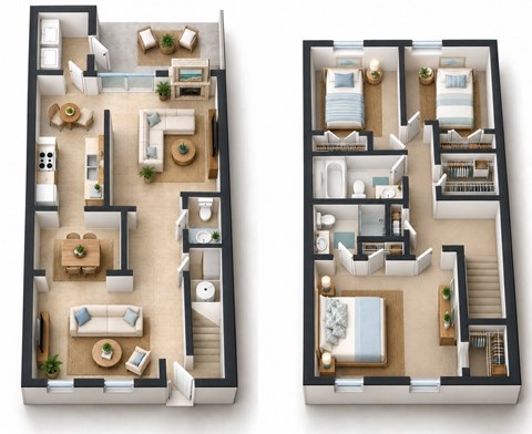 Floor plan for 3 beds, 2.5 baths, 1650 sqft
